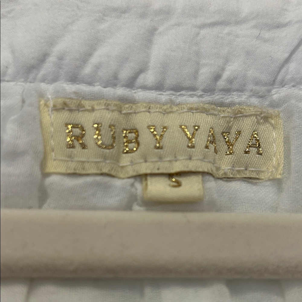 RubyYaya Eyelet Dress Size S White BellSleeve Boho Embroidered - Picture 3 of 16